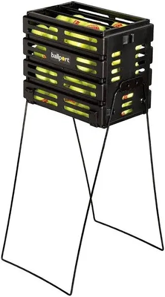 Tourna Ballport Tennis Ball Hopper Holds 80 Balls Durable and Lightweight – Black