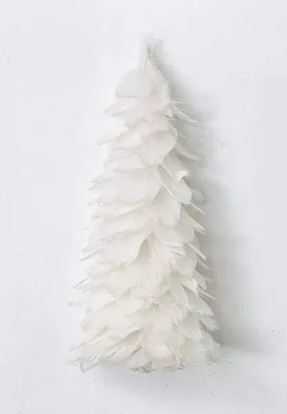 Worth Imports 12" Tabletop Christmas W/Glitter Tips, White Feather Tree