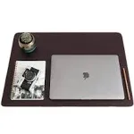 Zbrands // Brown Leather Smooth Desk Mat Pad Blotter Protector, Extended Non-Sli