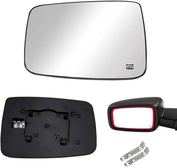 Driver Left Side Heated Mirror Glass Compatible w/2009-2018 Dodge Ram