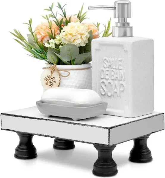 EOSAHR Decorative Wooden Riser for Display : Farmhouse Pedestal Stand for Retro Home Decor and Soap Holder for Sink - The Rustic Tray Decor Riser