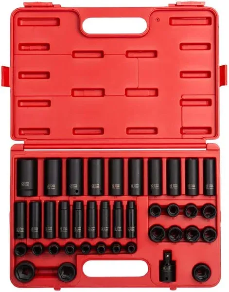 SUNEX TOOLS 2669, 1/2 Inch Drive Master Impact Socket Set, 39-Piece,, 9mm-30mm, Standard/Deep, Cr-Mo Steel, Radius Corner Design, Dual Size Markings, Heavy Duty Storage Case