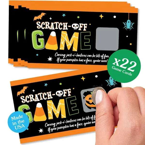 Big Dot of Happiness Jack-O'-Lantern - Halloween Scratch Off Cards - Kids Halloween Games - Halloween Scratch Off Party Game- Fall Party Games - Scratch Off Game - 22 Count