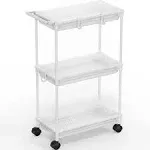 Simple Houseware Standard 3-Tier Slim Rolling Storage Cart, White