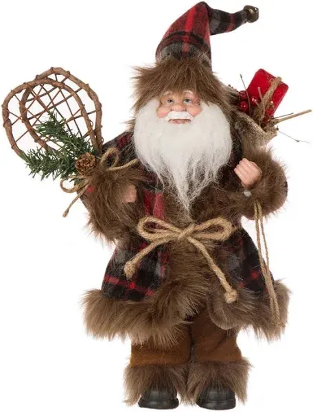 12 Inch Plaid Christmas Santa Claus Figurine