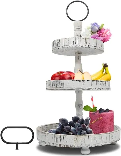 AONEHOME Adjustable 3 Tiered Tray Stand with Farmhouse Decor