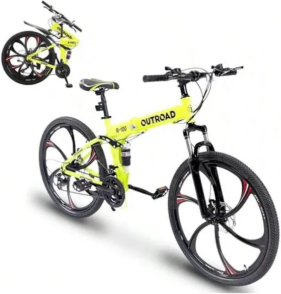 26 Inch Folding Mountain Bike with High Carbon Steel, 21 Speed City Bike with Du