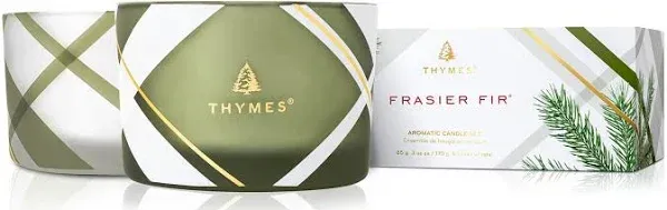 Thymes Frasier Fir Frosted Plaid Candle