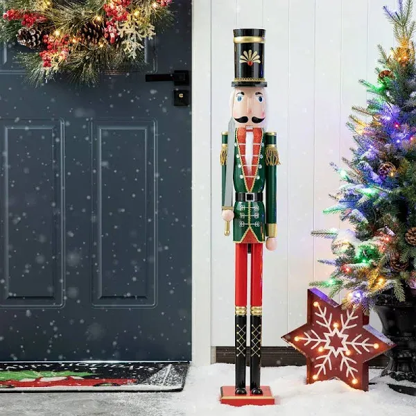 Glitzhome Wooden Christmas King Nutcracker