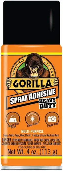 GORILLA Glue Heavy Duty Super Strength Spray Adhesive Clear Multi Purpose 4 oz