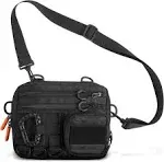 Fitdom Black Small Tactical Messenger Bag for Men. This EDC Has Multiple Ways to Carry As Sling, Shoulder, Crossbody, Waist.