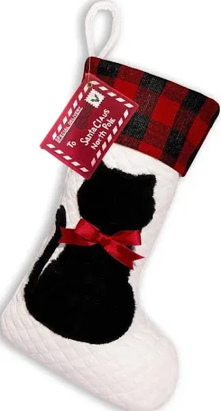 Cat Christmas Stocking Dual-Layer, 20 inch Cat Stocking Single, Pet Christmas...