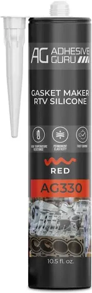 AG330 Adhesive Guru Gasket Maker RTV Silicone 10.5 fl oz Red