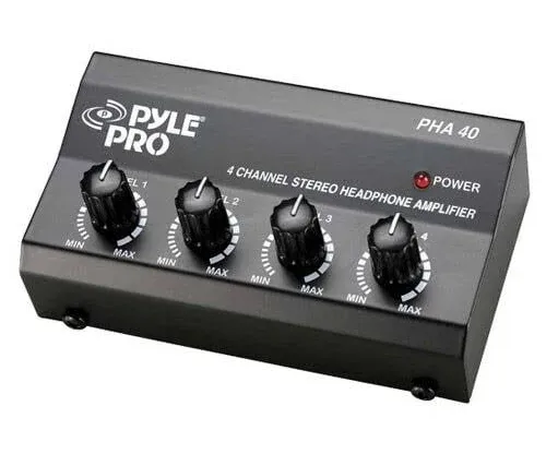 Pyle 4-Ch Headphone Amplifier A Class FM Digital/Analog 40W RCA/AUX/Compon<wbr/>ent