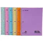 Pastel Spiral Notebook, Wide Ruled (70 Count, 6 Pack)