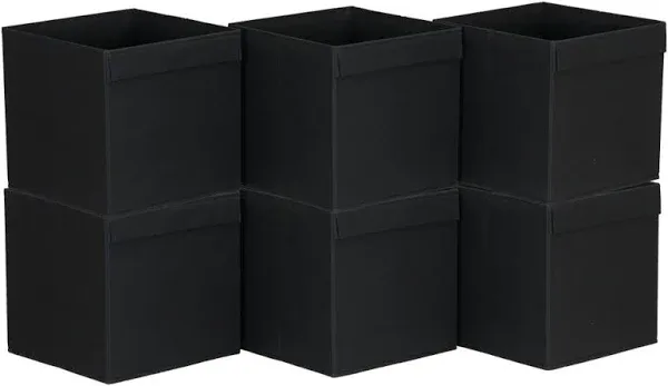 Household Essentials 86-1 Foldable Fabric Storage Bins | Set of 6 Cubby Cubes with Flap Handle, Black