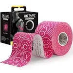 Ok Tape Pro Kinesiology Tape, 2Inch x Long Roll 16ft Free Cut Tape, Elastic Athletic Tape Therapeutic Latex Free, Pink+W