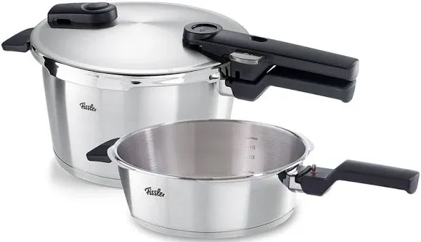 Fissler Vitaquick Premium Large Size 2-piece Set, 4.3 Quart and 8.5 Quart Pressure Cooker Capacity