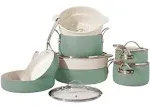 Bloomhouse 12 Piece Aluminum Enamel Cookware Set w/ Non-stick Non-toxic Ceramic Interior and Ceramic Steamer Insert