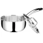 Duxtop Whole-Clad Tri-Ply Stainless Steel Saucepan with Lid, 1.6 Quart, Kitchen Induction Cookware