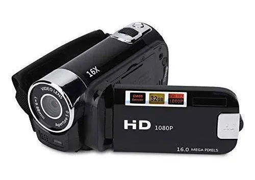 Handheld Video Camcorder FHD 16x Digital Zoom, Tragbar Digital Camera with, Red