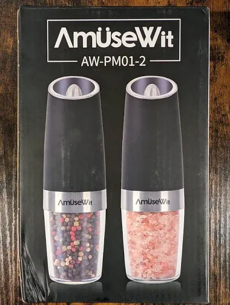 Gravity Pepper Mill or Salt Grinder Mill [White Light] - Battery Operated Aut...