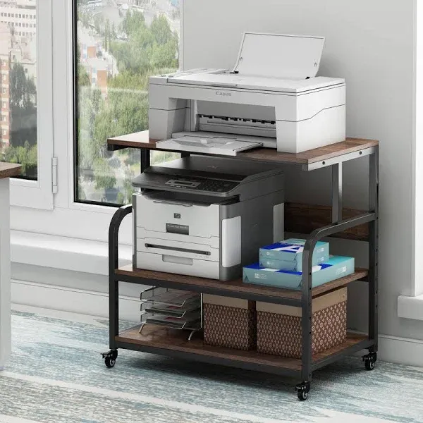 Extra Large 32.3-Inch Printer Stand with Lockable Wheels and Adjustable Shelving