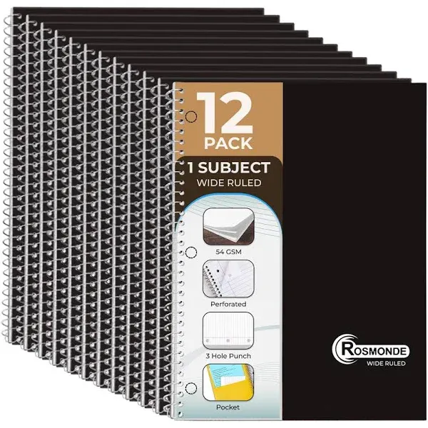 Rosmonde 1 Subject Spiral Notebook 12 Pack