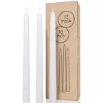 CANDWAX White Taper Candles 10 inch Dripless - Set of 12 Tapered Candles Ideal As Christmas Candles - Smokeless and Unscented Taper Candles Long