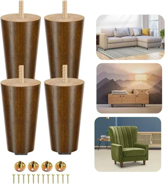 Yes4All Round Wood Furniture Legs Set of 4