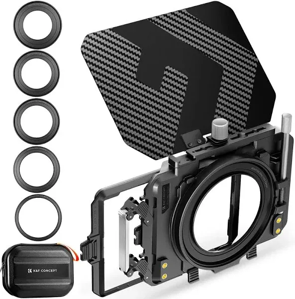 K&F Concept Mini Matte Box DSLR Matte Box with Carbon Fiber Top Flag Square Filters Trays