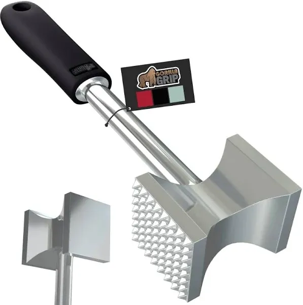 Gorilla Grip Double-Sided Meat Tenderizer Tool, Heavy Duty Kitchen Mallet, Spiked Side Tenderizes, Smooth Flattens Steak, Pound Beef, Maximize Food