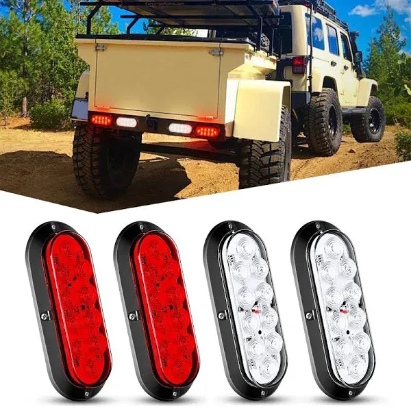 6 Inch Oval Amber LED Trailer Tail Lights 2PCS, Yellow 10 LED Park Turn Signal Lights, IP67 Waterproof Marker Lights for RV Truck Boat, DOT Certified