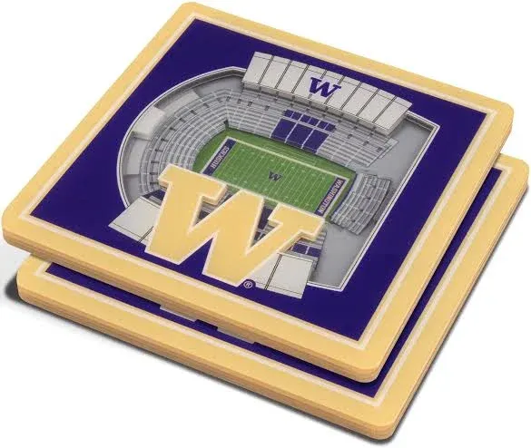 YouTheFan 5022944 NCAA Washington Huskies Husky Stadium 3D StadiumViews Coaster Set - Pack of 2