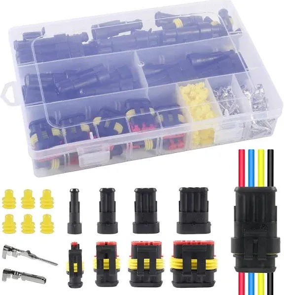 Cpdd 352pcs Waterproof Car Electrical Connector Terminals Automotive Electrical Wire Connector Plug Kit 1/2/3/4 Pin Connectors Male And Female