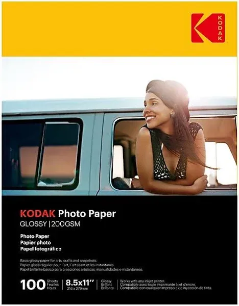 Kodak Photo Paper, 8 mil, 8.5 x 11, Glossy White, 50/Pack ;