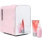 Chefman Portable Mirrored Personal Makeup & Skincare Mini Fridge, 4 Liter, Pink