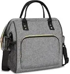 Lunch Bags for Women Insulated, Lunch Cooler Bag for Work, Leak Proof Large Lunch Tote Bag, Lunch Bag with Adjustable Shoulder Strap for Office/Picnic/Fishing/Beach(Grey)