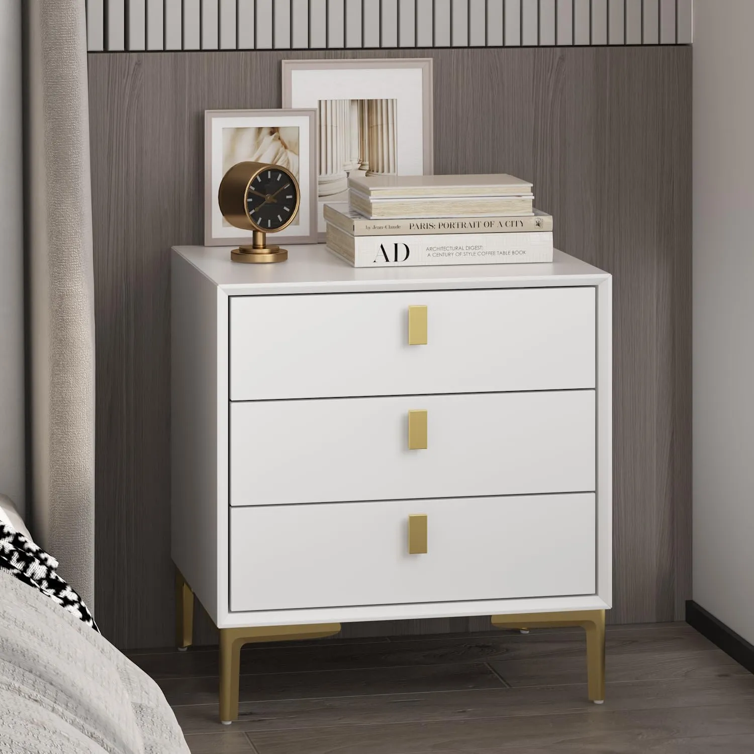 Tribesigns Modern 3-drawer Nightstand Bedside Table with Metal Frame