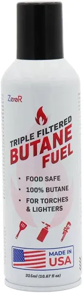 ZeroR® Butane Fuel Refill | 10.67 fl oz 315ml | Made in USA | Butane Refill for Torch Lighter, Kitchen Torch, Refillable Lighters