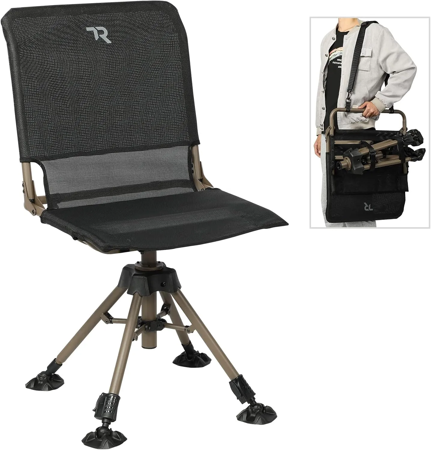 Hunting Chair 360 Degree Silent Swivel Folding Chair for Blinds 400lbs Capac