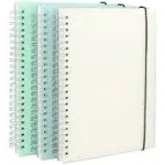 3 Pack A5 Spiral Graph Notebook with 120gsm Thick Paper, Grid Spiral Notebook with Plastic Hardcover and Elastic Band Closure, 80 Sheets Per Pack 5.7x 8.3 inches