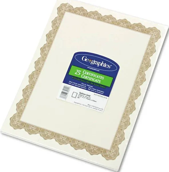 Geographics Parchment Paper Certificates 8.5 x 11