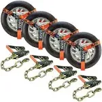 Vulcan Car Tie Down with Chain Anchors - Lasso Style - 2 inch x 96 inch - 4 Pack - ProSeries - 3,300 Pound Safe Working Load