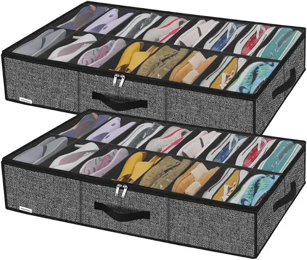 Onlyeasy Sturdy Under Bed Shoe Storage Solution Organizer