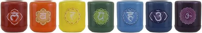 Mega Candles 7 Pcs Assorted Colors Ceramic Chakra Chime Ritual Spiritual Energy Spell