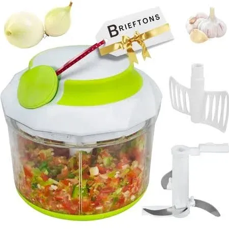 Quickpull Manual Food Chopper: Large 4-Cup Powerful Hand Pull Chopper/Mincer<wbr/>/...