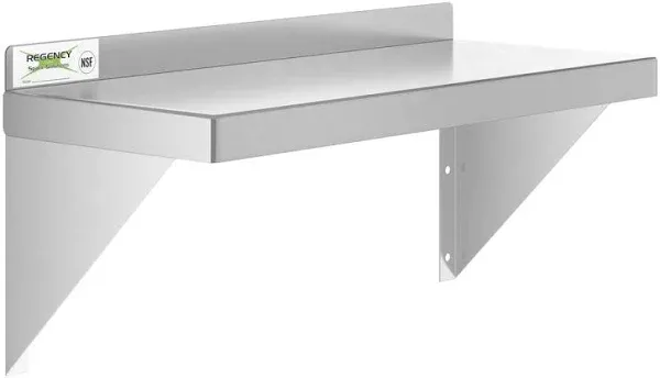 Regency 10&quot; x 24&quot; 16 Gauge Stainless Steel Heavy-Duty Solid Wall Shelf