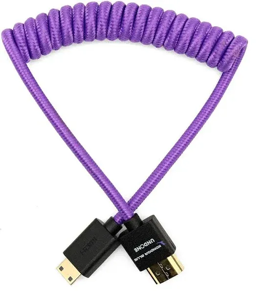 Kondor Blue Gerald Undone MK2 Mini HDMI to Full HDMI Cable 12"-24" Coiled (Purple)