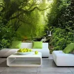 Bormia Wall Mural Fantasy Forest Nature Wallpaper Tropical Jungle Landscape Wall Sticker for Livingroom Sleeping Room Activity Room